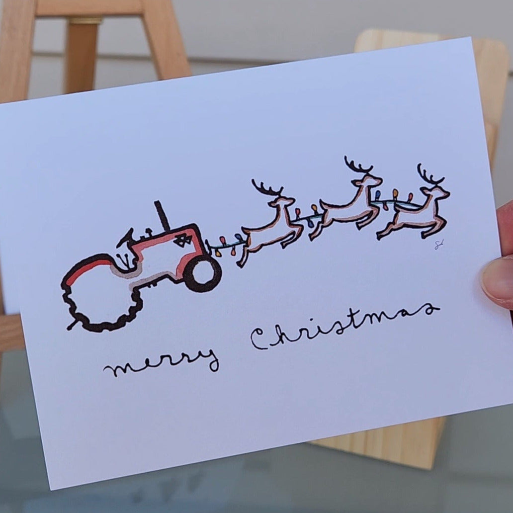 Tractor Sleigh Card